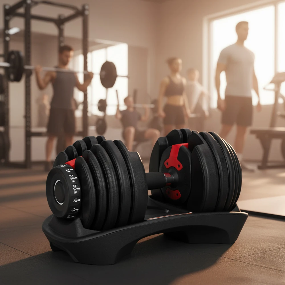 Reguliuojamas ketaus hantelis su stovu 2.5-24 kg, MOVEPRO