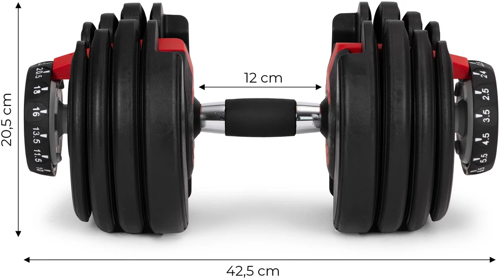 Reguliuojamas ketaus hantelis su stovu 2.5-24 kg, MOVEPRO
