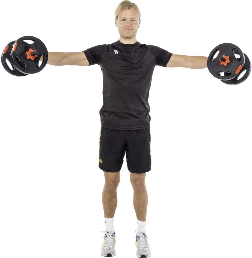 Sulankiojamas kompozitinis štangos ir hantelių rinkinys 20 kg Pure 2 Improve