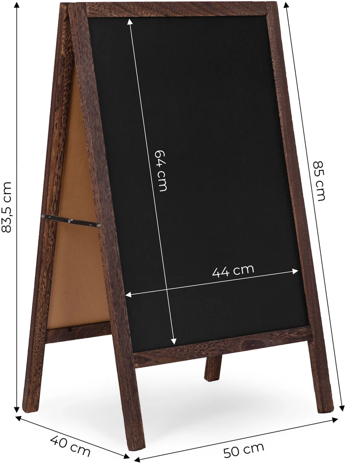 Reklaminis A formos stovas 83×50 cm, dvipusė kreidinė lenta, ModernHome