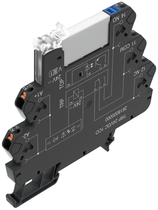 Relės modulis TRP 24VDC 1CO, 1 CO, AgNi, 24 VDC, 6 A, „Push In” tipo, juodas, Weidmuller