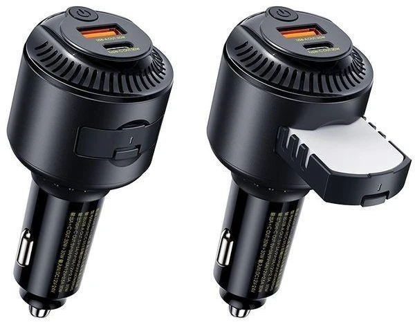 REMAX AUTOMOBILINIS ĮKROVIKLIS YATOY SERIES SU KVAPŲ FUNKCIJA 60W PD QC RCC353 1xUSB + 1xUSB-C Juodas