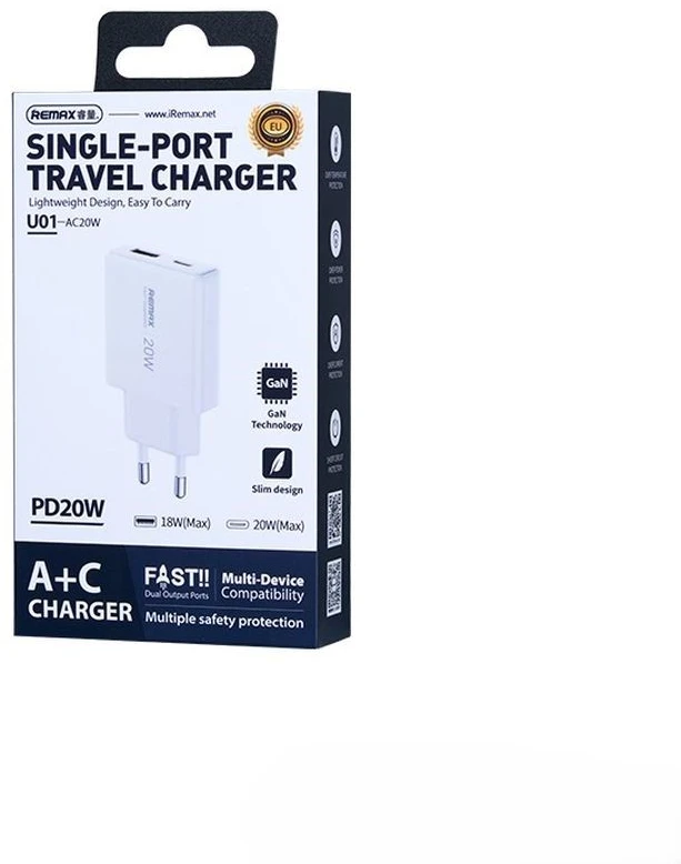 REMAX SIENINIS ĮKROVIKLIS ULTRA THIS GaN 20W RP-U01-AC Baltas