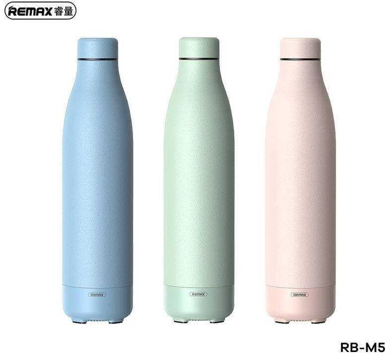 Remax Termosas su belaide kolonėle 500ml RB-M5 BLUETOOTH 5.0 rožinės spalvos