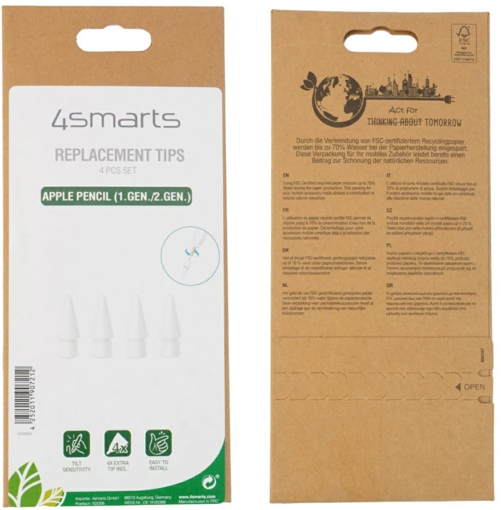 Replacement tips 4smarts for Apple Pieštukas 1/2 gen Apple Pieštukas USB-C 540665