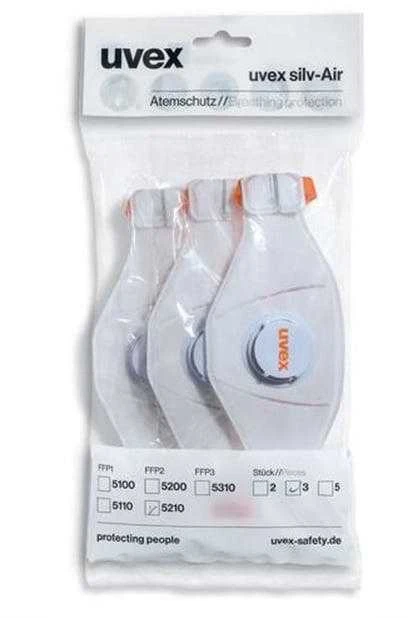Respiratorius Uvex silv-Air Premium 5210 FFP2, sulankstomas, su vožtuvu,3 vnt, mažmeninė pakuotė