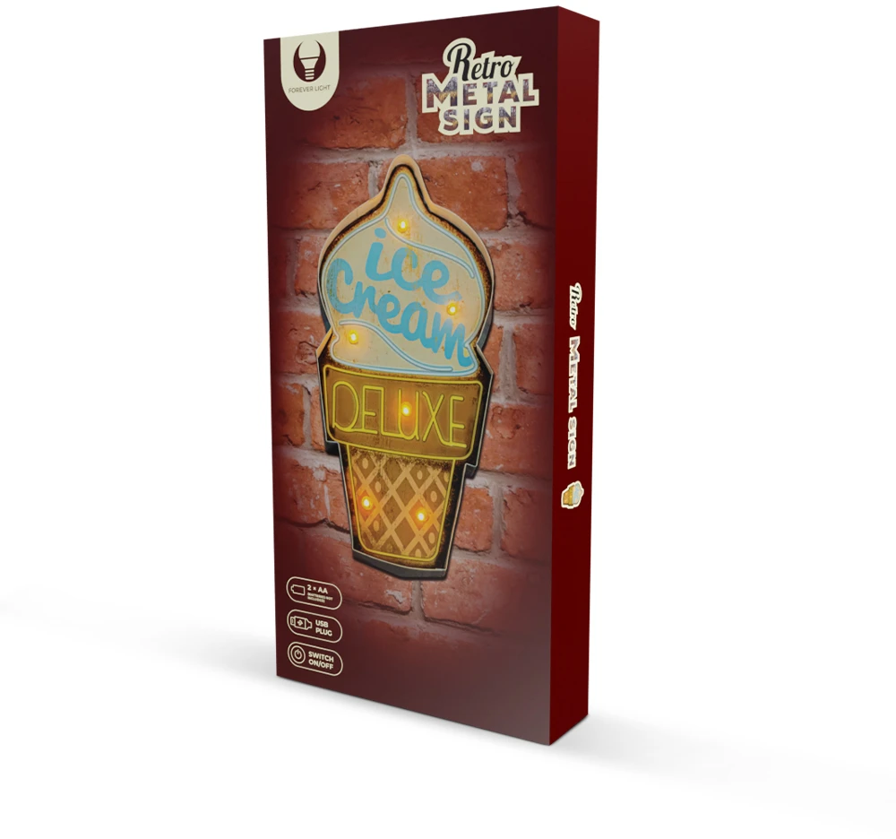 Sieninis šviestuvas TelForceone RETRO Metal Sign LED ledai"Forever" šviesiai