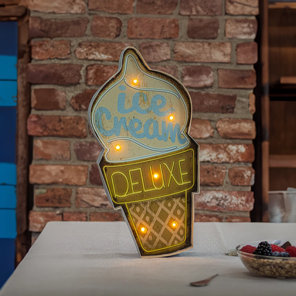 Sieninis šviestuvas TelForceone RETRO Metal Sign LED ledai"Forever" šviesiai