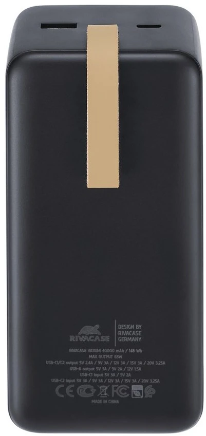RIA Rivacase VA1084 nešiojamasis įkroviklis Ličio polimeras (LiPo) 40000 mAh Juoda