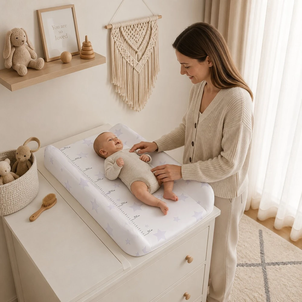 Rigid contoured changing mat topper 85×50 cm for crib and dresser stars ECOTOYS