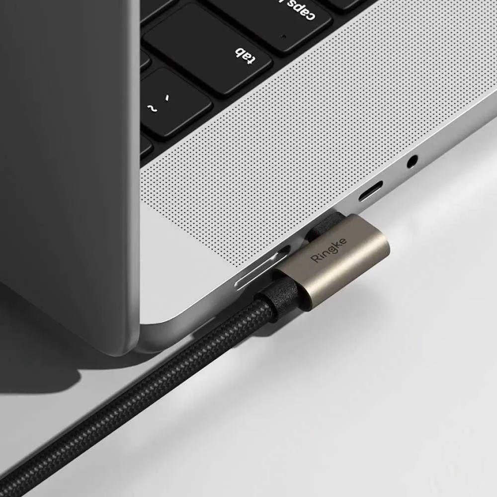 Ringkė 3.2 gen. 2x2 USB-C, PD 3.1 240W 2m kampinis laidas - juodas