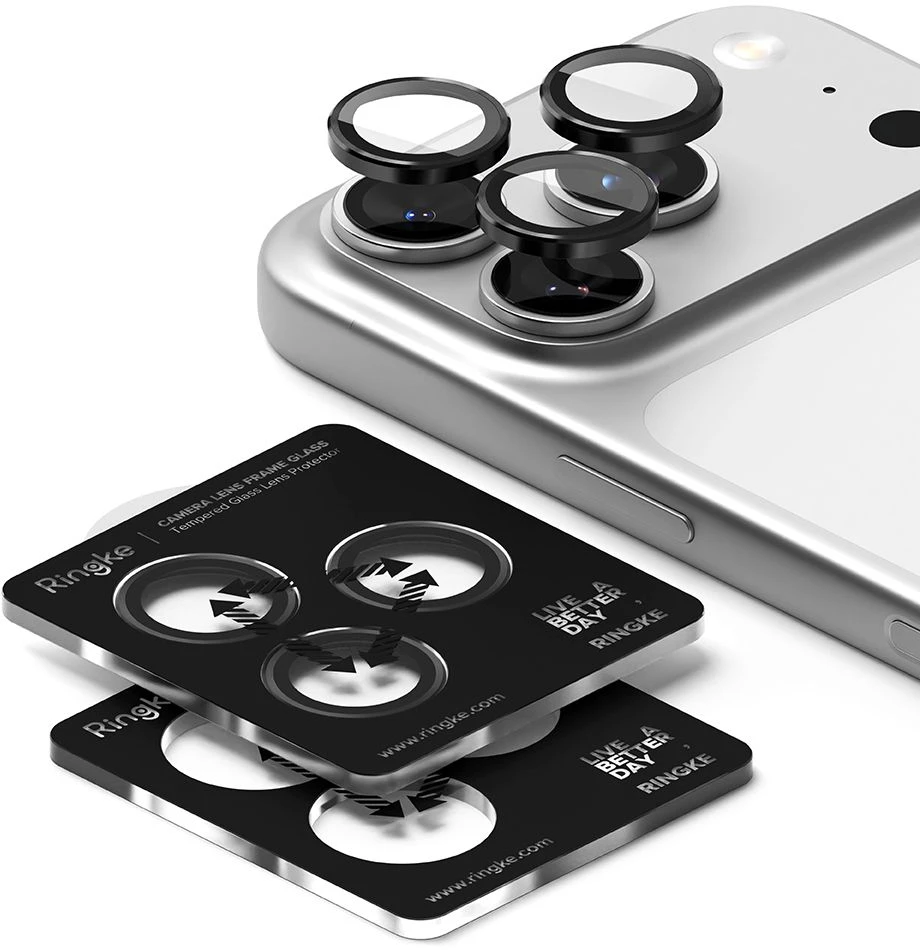 FOTOAPARATO APSAUGA RINGKE CAMERA FRAME PROTECTOR 2-PACK iPhone 17 PRO / 17 PRO MAX JUODA