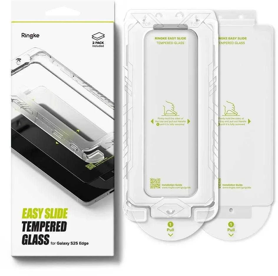 Ringke Easy Slide 2-pack apsauginis stiklas skirta Samsung Galaxy S25 Edge – skaidrus