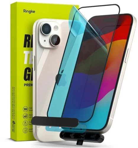 Ringke iPhone 15/ 16 Screen Protector Privacy Tempered Glass 9H with installation jig Transparent