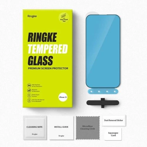 Ringke iPhone 15/ 16 Screen Protector Privacy Tempered Glass 9H with installation jig Transparent