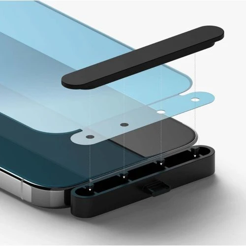 Ringke iPhone 15 Pro ekrano apsauga, aukščiausios kokybės grūdintas stiklas 9H su montavimo rėmeliu, skaidrus