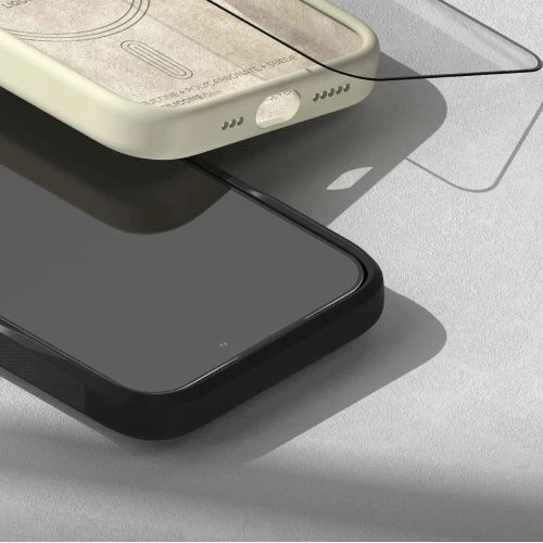 Ringke iPhone 15 Pro ekrano apsauga, aukščiausios kokybės grūdintas stiklas 9H su montavimo rėmeliu, skaidrus