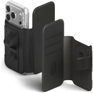Ringke iPhone 17 Pro Dėklas Folio Grip Piniginė Magnetinis Juodas