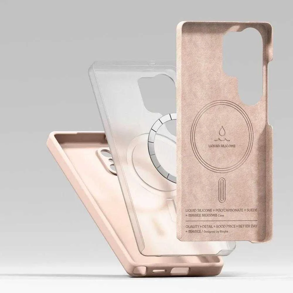 Ringke Samsung Galaxy S25 Ultra Dėklas Silikono Magnetinis Rožinė Smėlio