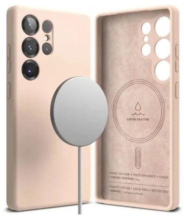 Ringke Samsung Galaxy S25 Ultra Dėklas Silikono Magnetinis Rožinė Smėlio