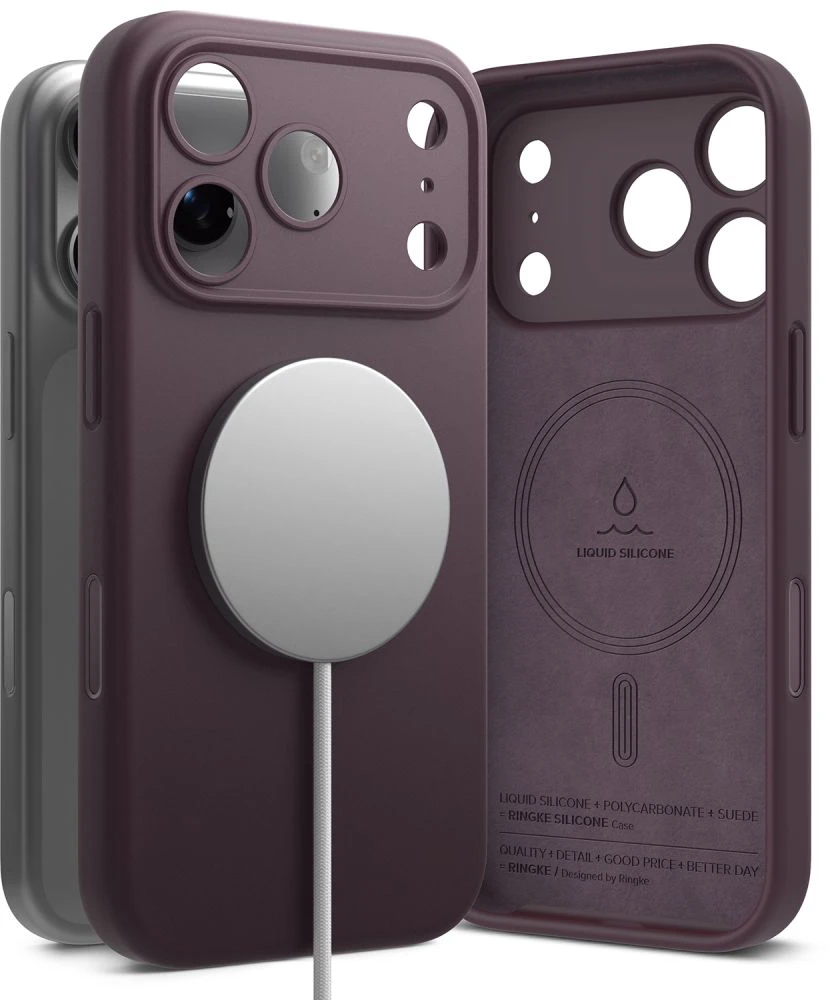 RINGKE SILIKONINIS MAGNETINIS MAGSAFE DĖKLAS iPhone 17 PRO / 18 PRO BURGUNDO SPALVOS