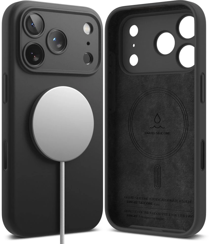 RINGKE SILIKONINIS MAGNETINIS MAGSAFE DĖKLAS iPhone 17 PRO MAX / 18 PRO MAX Juodas
