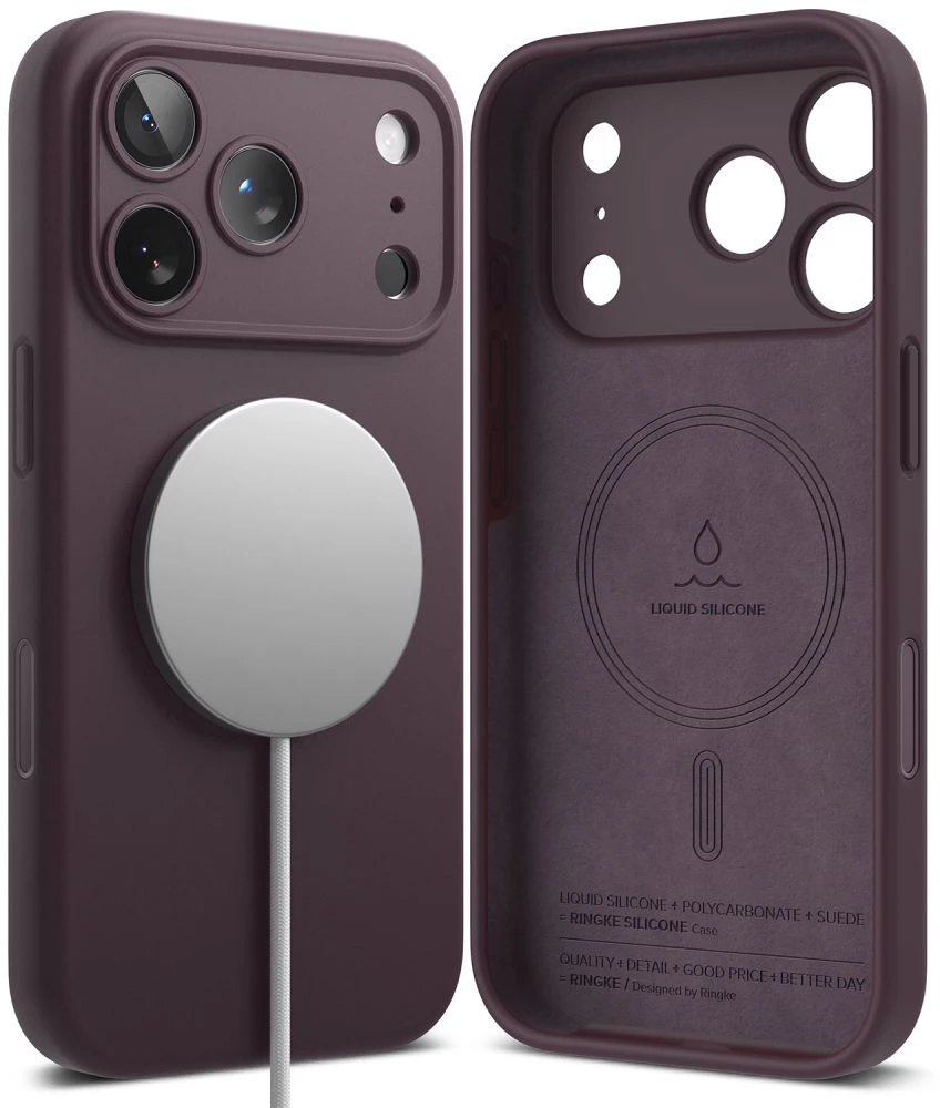 RINGKE SILIKONINIS MAGNETINIS MAGSAFE DĖKLAS iPhone 17 PRO / 18 PRO BURGUNDO SPALVOS