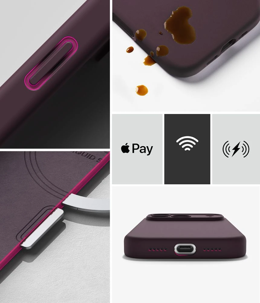 RINGKE SILIKONINIS MAGNETINIS MAGSAFE DĖKLAS iPhone 17 PRO / 18 PRO BURGUNDO SPALVOS