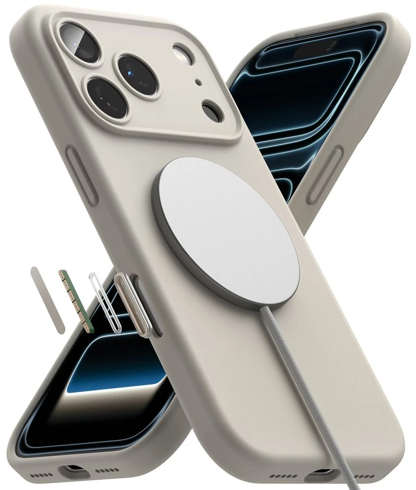 RINGKE SILIKONINIS MAGNETINIS MAGSAFE DĖKLAS iPhone 17 PRO / 18 PRO STONE