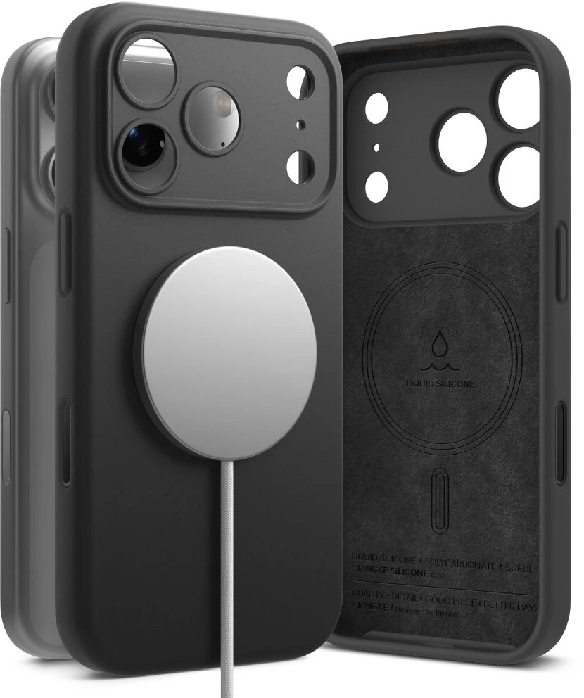 RINGKE SILIKONINIS MAGNETINIS MAGSAFE DĖKLAS iPhone 17 PRO / 18 PRO Juodas