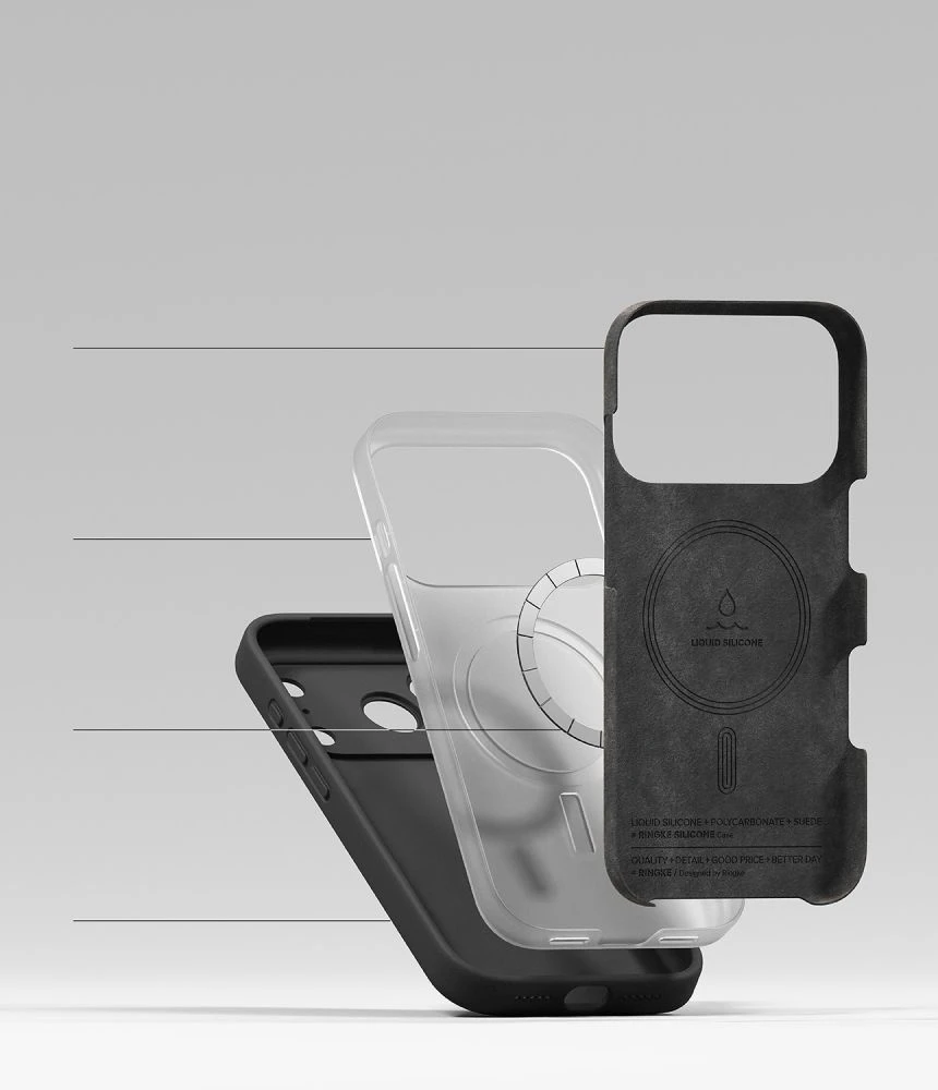 RINGKE SILIKONINIS MAGNETINIS MAGSAFE DĖKLAS iPhone 17 PRO / 18 PRO Juodas