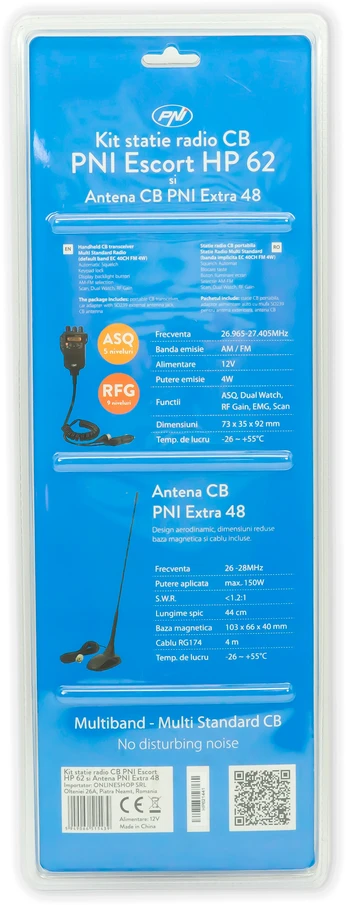 Rinkinys CB PNI PNI Escort 62 ir PNI Extra 48 su pridedamu magnetu, ASQ, RF gain