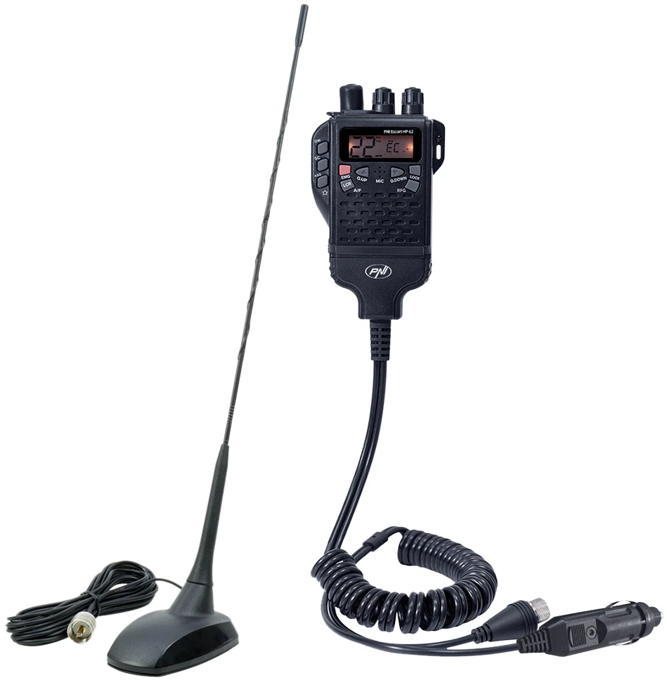 Rinkinys CB PNI PNI Escort 62 ir PNI Extra 48 su pridedamu magnetu, ASQ, RF gain