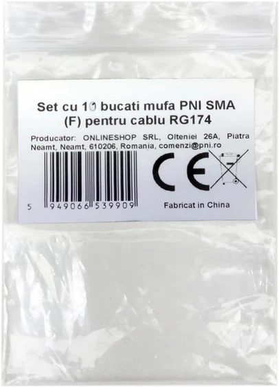 Rinkinys su 10 vnt. PNI SMA kištukų (F) RG174 kabeliui