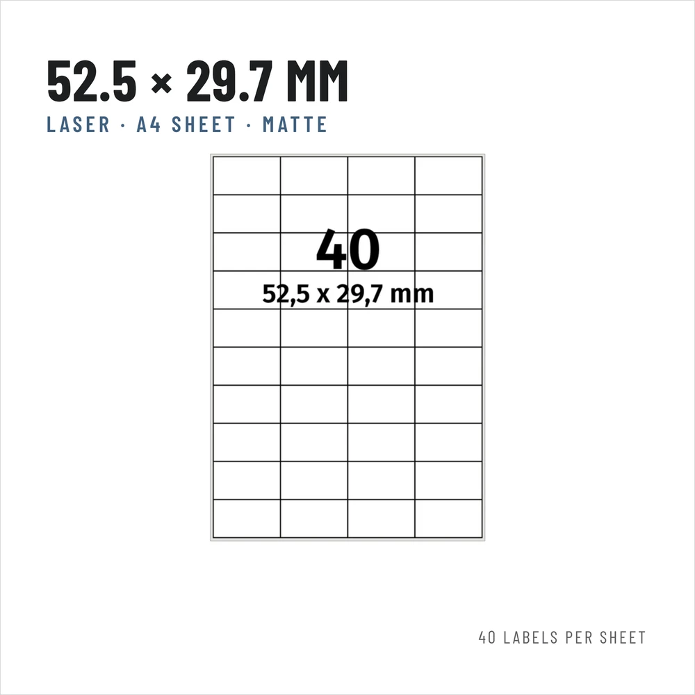 Riven Supply A4 lipdukai, 52,5×29,7 mm, 40 vnt./lape, 500 lapų