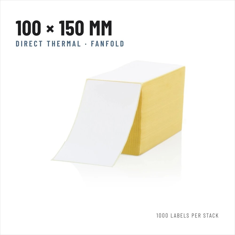 Riven Supply Terminės etiketės 100×150 mm, fanfold, 1000 vnt.