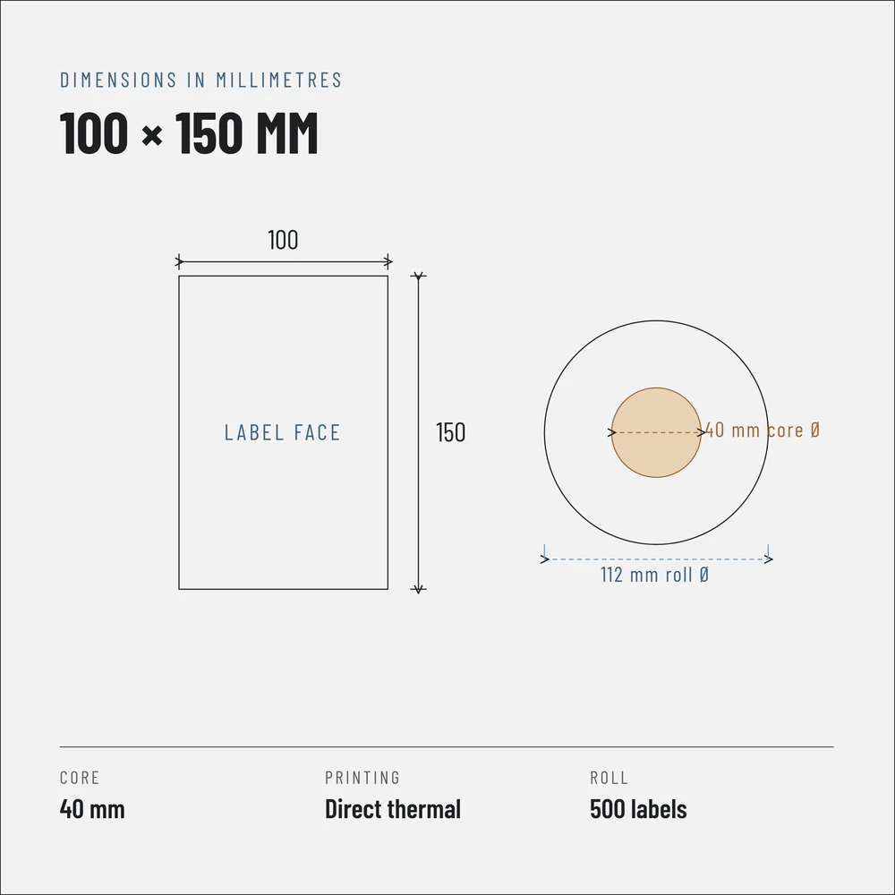 Riven Supply Terminės etiketės 100×150 mm, 500 vnt./rul.