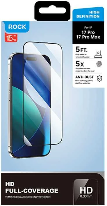 Rock Apsauginis stiklas HD Full-coverage Anti-static skirtas Apple iPhone 17 Pro Max