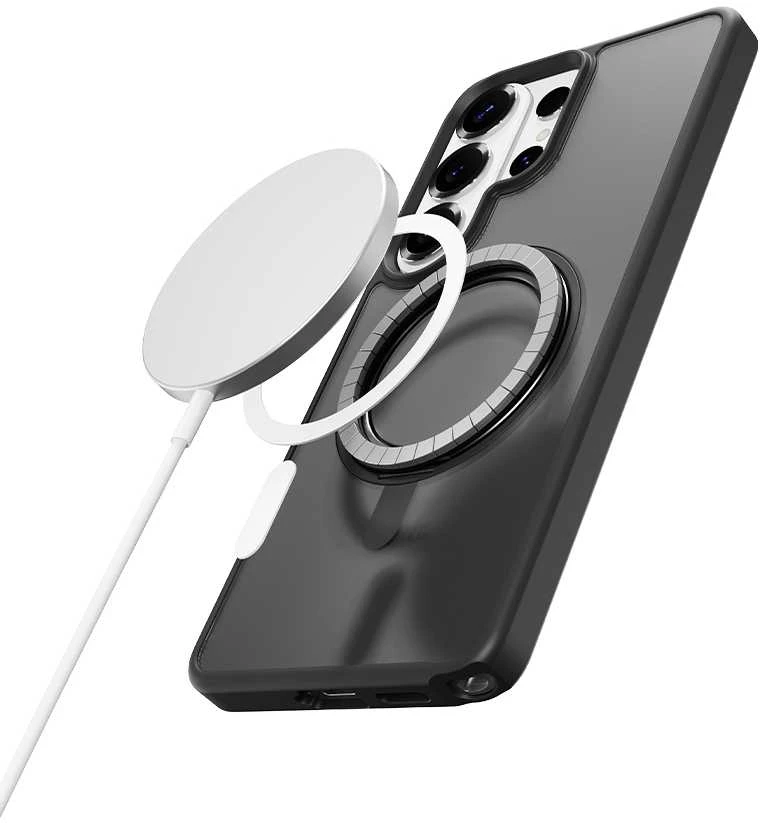 Rock dėklas Rotating Stand Soft Touch Series Magnetic skirtas Samsung Galaxy S26 Ultra juodos spalvos