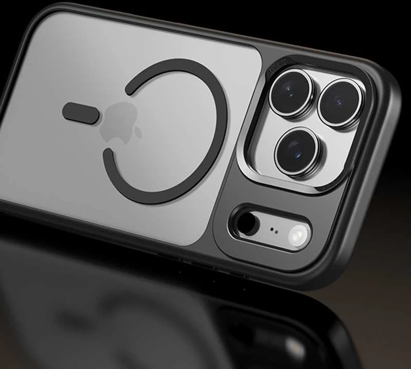 Rock Guard Lens Protection Series Magnetic dėklas skirtas Apple iPhone 17 Air skaidrus-juodos spalvos
