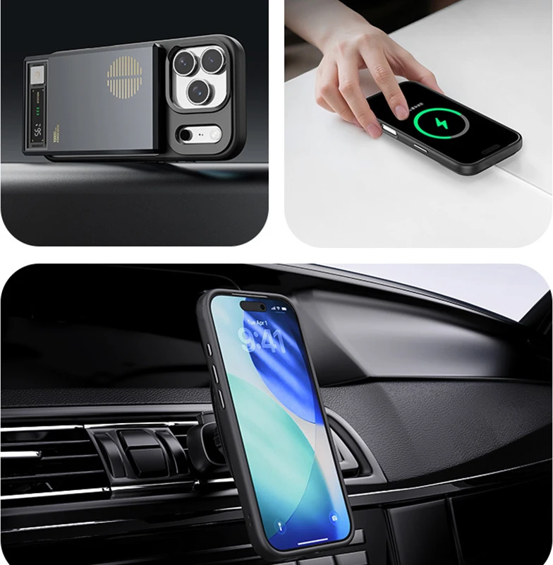 Rock Guard Lens Protection Series Magnetic dėklas skirtas Apple iPhone 17 skaidrus-juodos spalvos