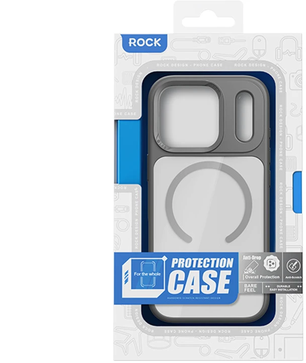 Rock Guard Lens Protection Series Magnetic dėklas skirtas Apple iPhone 17 skaidrus-juodos spalvos