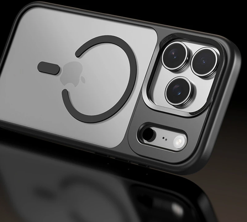 Rock Guard Lens Protection Series Magnetic dėklas skirtas Apple iPhone 17 skaidrus-juodos spalvos