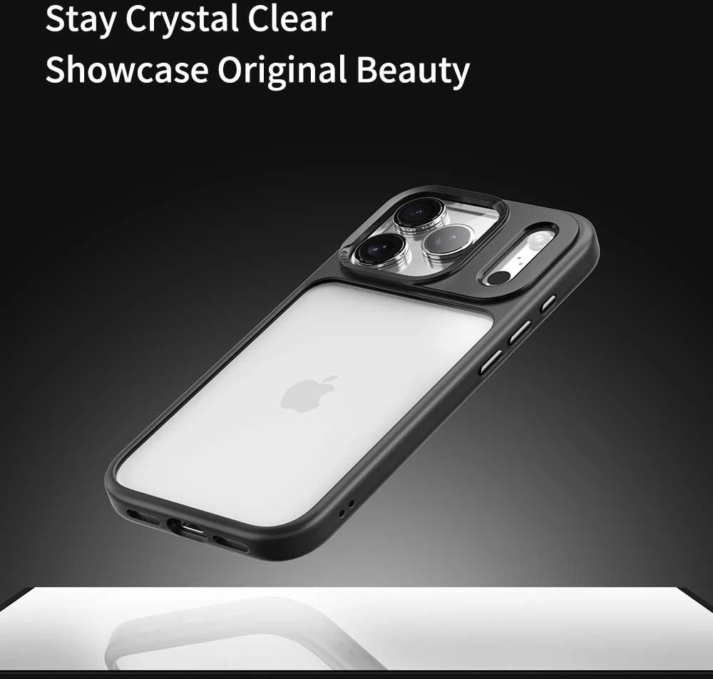 Rock Guard Series dėklas skirtas Apple iPhone 17 Pro Max skaidrus-juodos spalvos