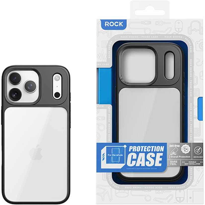 Rock Guard Series dėklas skirtas Apple iPhone 17 Pro Max skaidrus-juodos spalvos