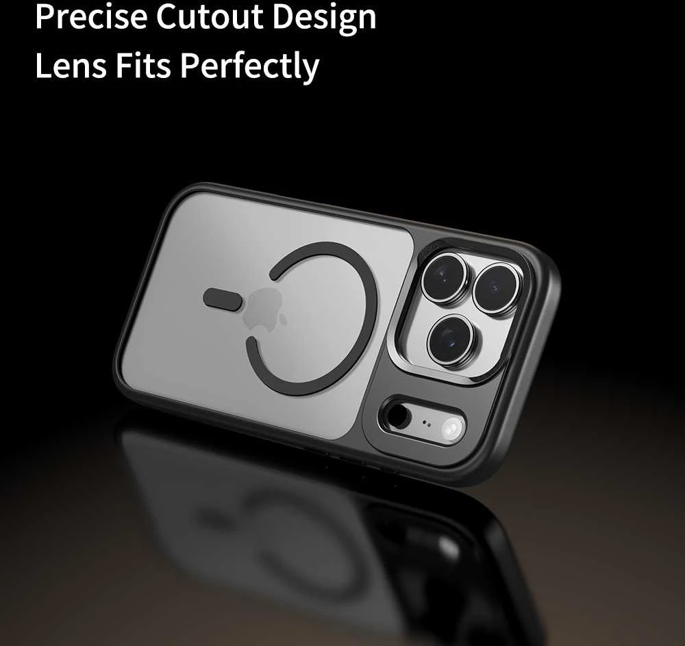 Rock Guard Series Magnetic dėklas skirtas iPhone 17 Pro skaidrus-juodos spalvos