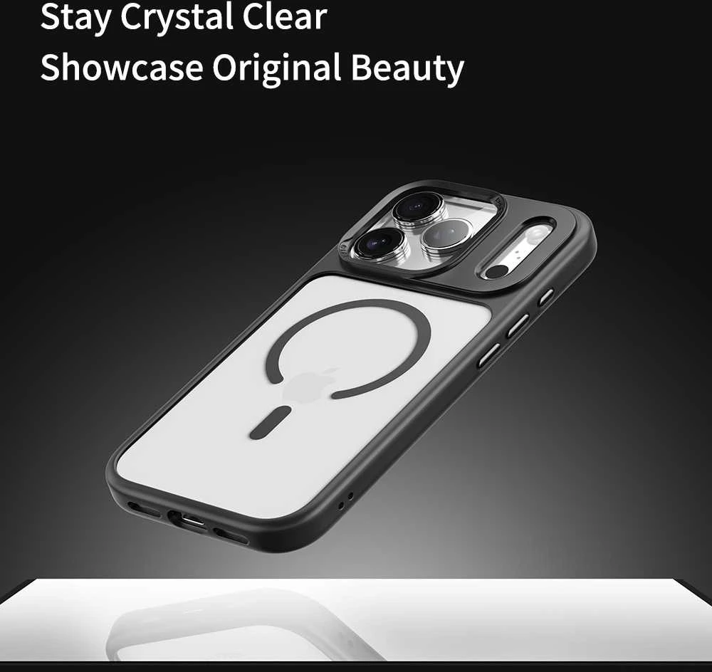 Rock Guard Series Magnetic dėklas skirtas iPhone 17 Pro skaidrus-juodos spalvos