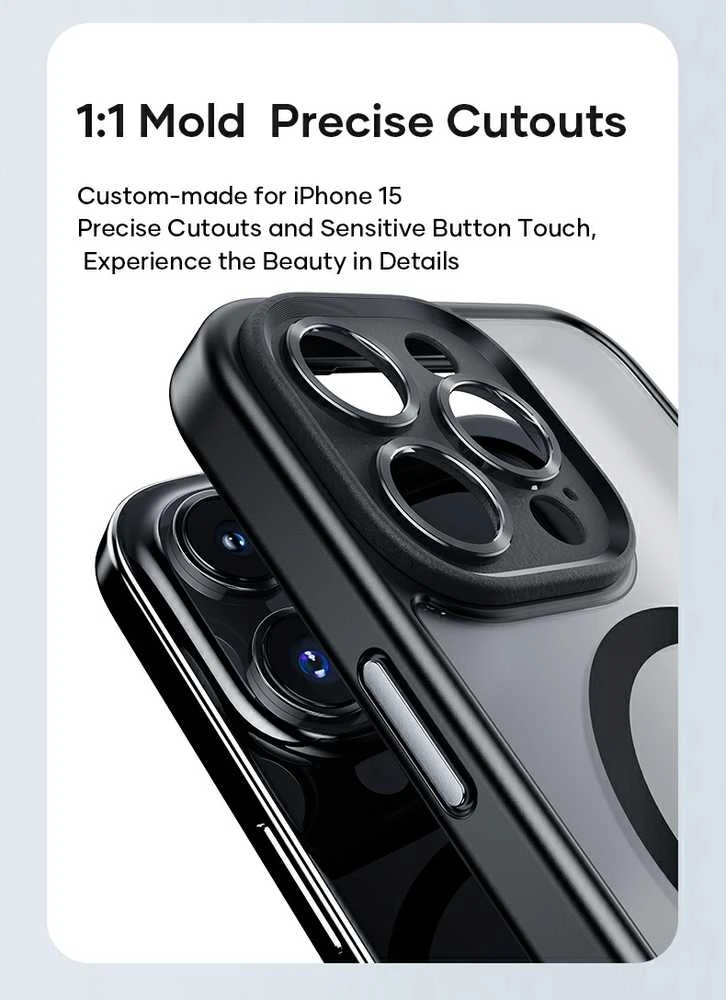 Rock Guard Touch Matte Series Magnetic dėklas skirtas Apple iPhone 15 Plus juodos spalvos