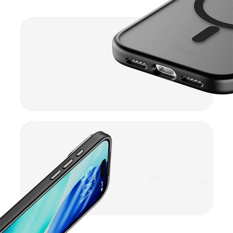 Rock Guard Touch Matte Series Magnetic dėklas skirtas Apple iPhone 17 Pro juodos spalvos (metal lens frame)