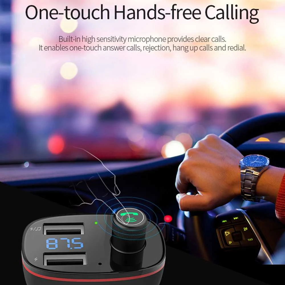 Rock Transmiter FM B300 MP3, Bluetooth - 2xUSB - juodos spalvos